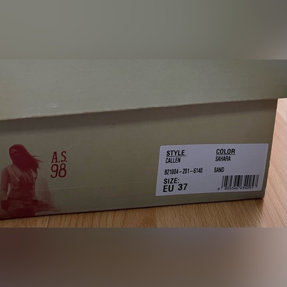 Size 7 A.S. 98 Calle Hook & Loop Tan Suede Criss Cross Block Heel Sandals - Picture 12 of 12